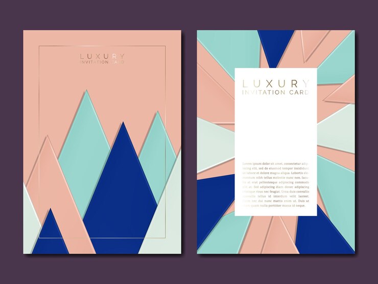 Ilustración de triángulos superpuestos de cartón de papel vectorial para joyería o tarjeta de invitación de marca de lujo o póster