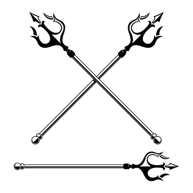 Ilustración de los tridentes de Poseidón aislados sobre fondo blanco Elemento de diseño para el cartel de la tarjeta de cartel Ilustración vectorial