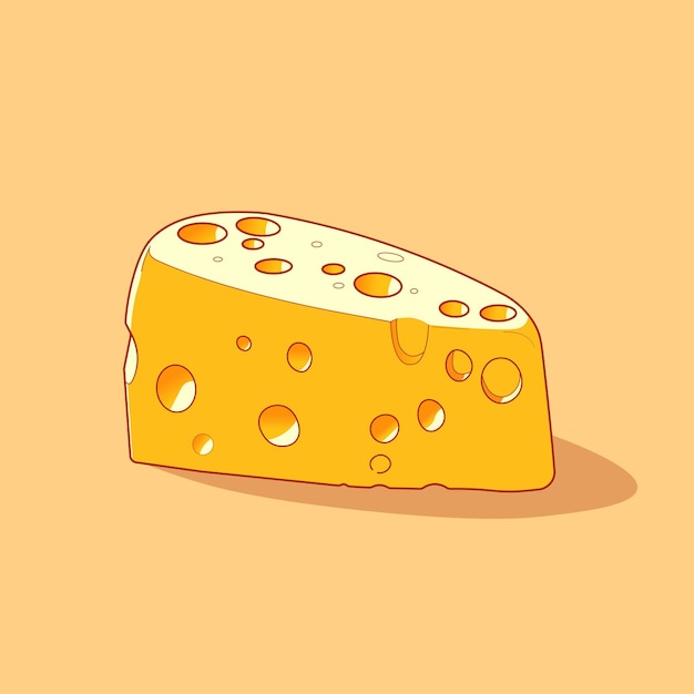 Vector ilustración de un trozo de queso aislado sobre un fondo amarillo