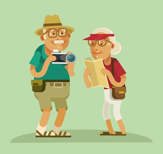 Ilustración de turistas abuelos