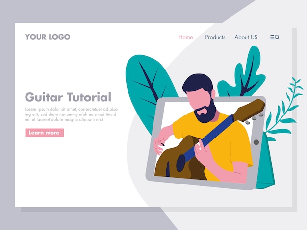 Ilustración del tutorial de guitarra para la página de inicio