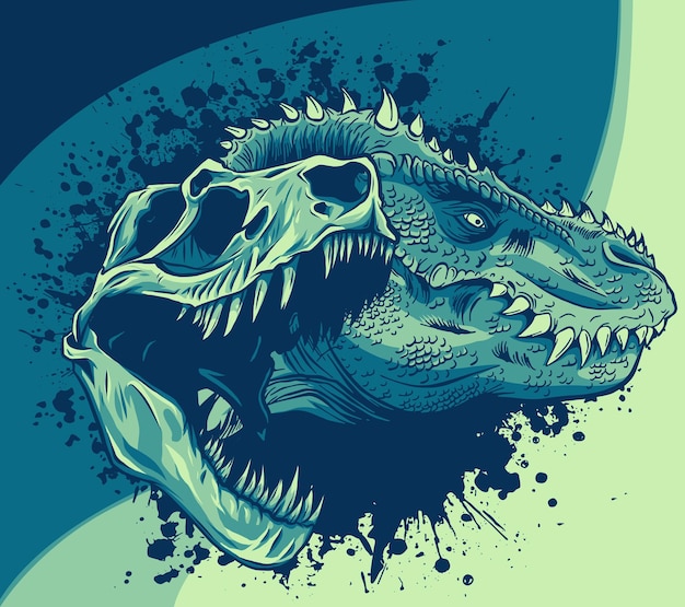 Ilustración de Tyrannosaurus rex con calavera