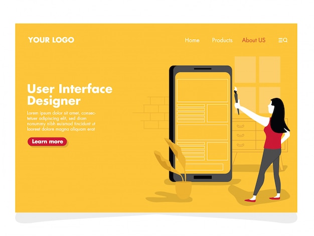 Ilustración de UI Designer para la página de destino