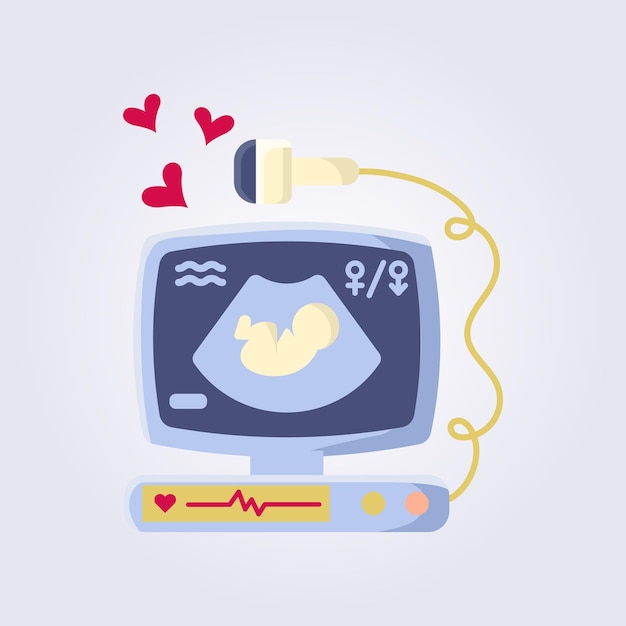 Ilustración de ultrasonido del feto diseño gráfico de icono plano vectorial