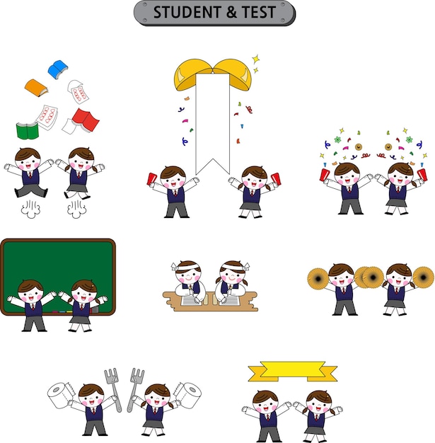 Vector ilustración_un estudiante tomando un examen