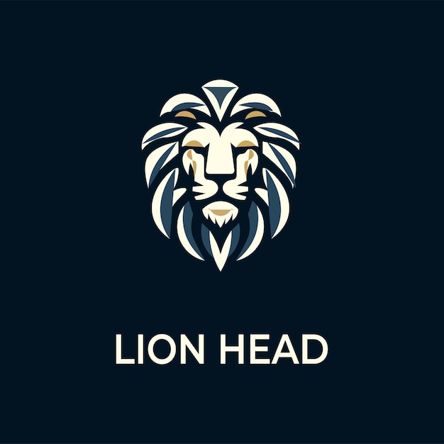 Ilustración única del logotipo de un león o una cabeza de león de color simple y minimalista