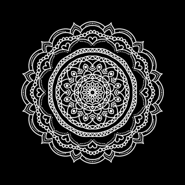 Ilustración única de un mandala de contorno minimalista