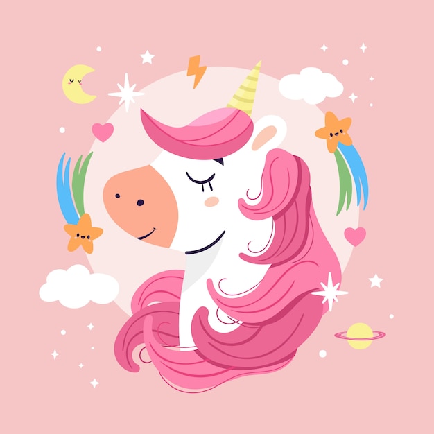 Ilustración de unicornio dibujada a mano