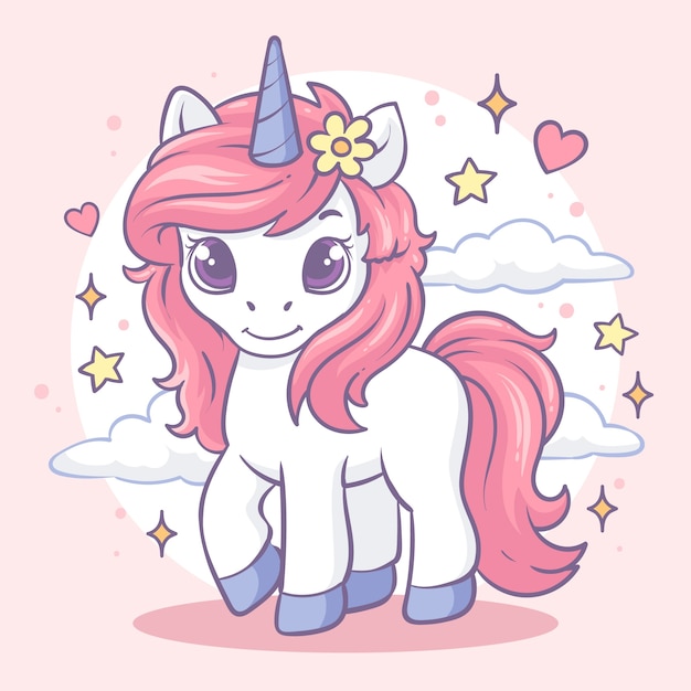 Ilustración de unicornio dibujado a mano