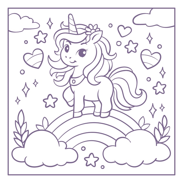 Ilustración de unicornio dibujado a mano