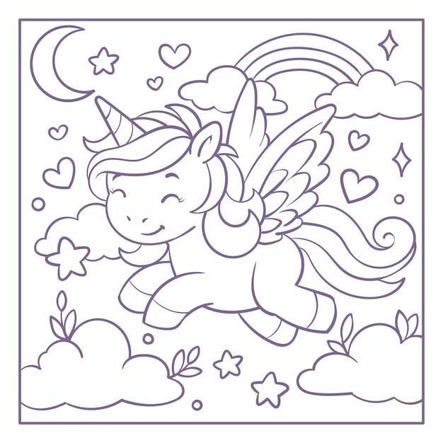 Ilustración de unicornio dibujado a mano