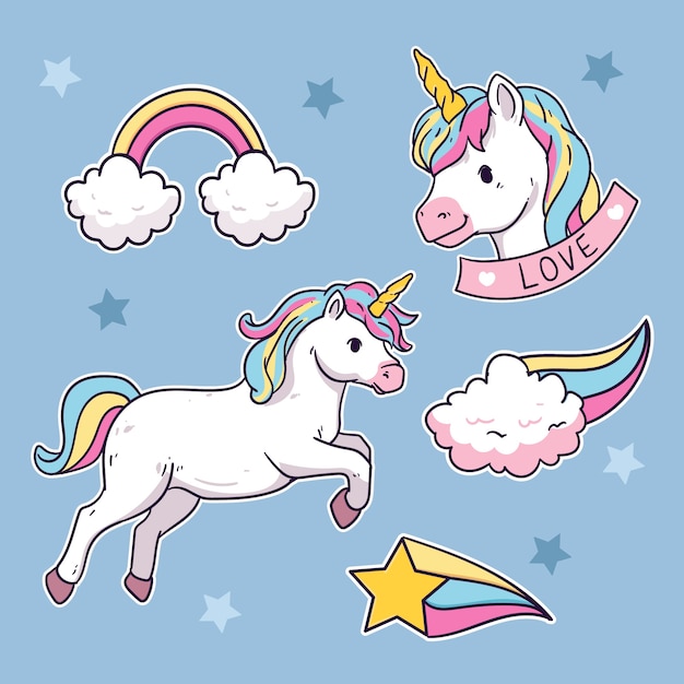 Ilustración de unicornio dibujado a mano