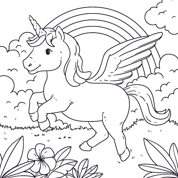 Ilustración de unicornio dibujado a mano
