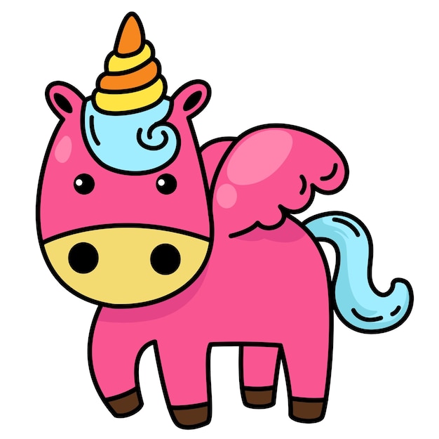 Vector ilustración de unicornio de personaje de dibujos animados coloridos