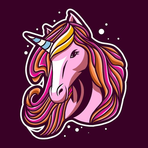 Ilustración de unicornio sobre fondo oscuro