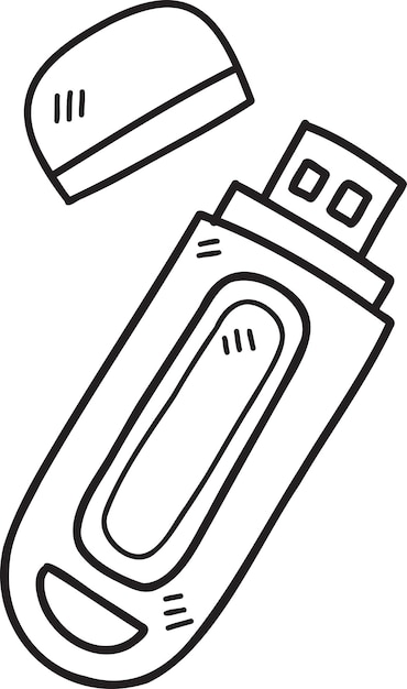 Ilustración de unidad flash USB dibujada a mano