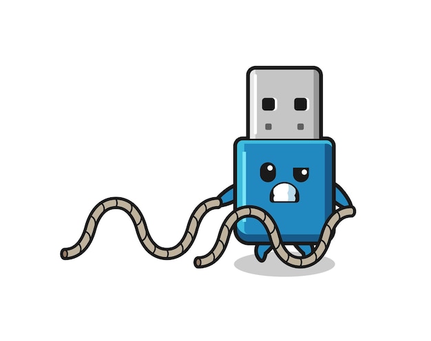 Ilustración de una unidad flash usb haciendo un diseño lindo de entrenamiento de cuerda de batalla
