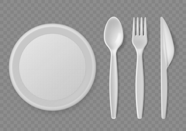 Vector ilustración de utensilio de cocina de servicio disponible de cubiertos de plástico