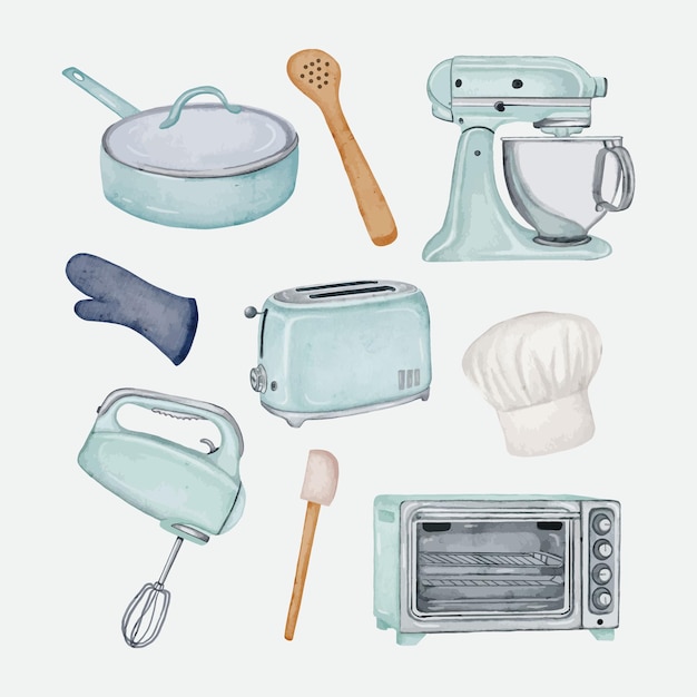 Ilustración de los utensilios de cocina