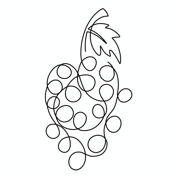 Vector ilustración de uva de una línea continua de vector