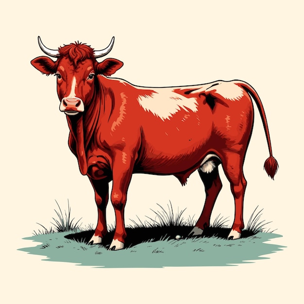 Vector ilustración de la vaca roja