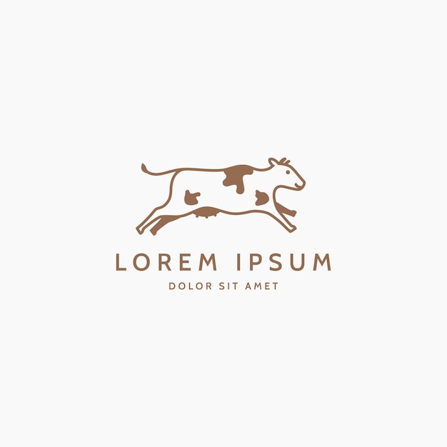 Ilustración de una vaca saltando felizmente concepto de diseño de logotipo Ilustración vectorial de icono de vaca linda