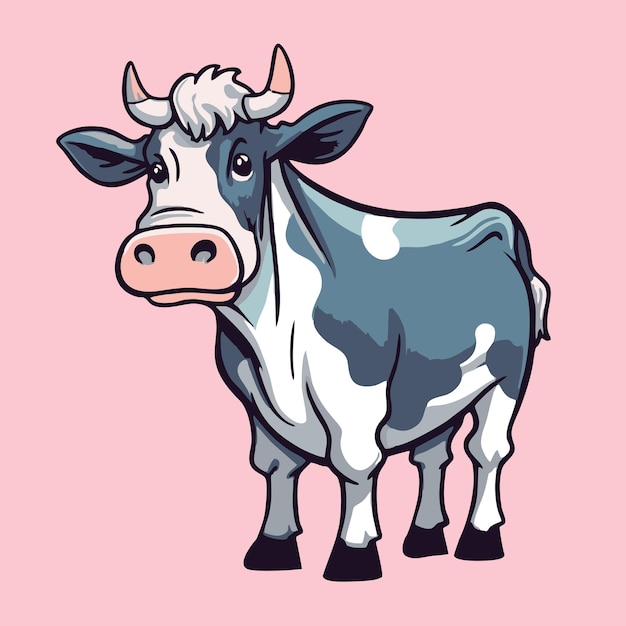 Vector ilustración de una vaca sobre un fondo rosa ilustración vectorial