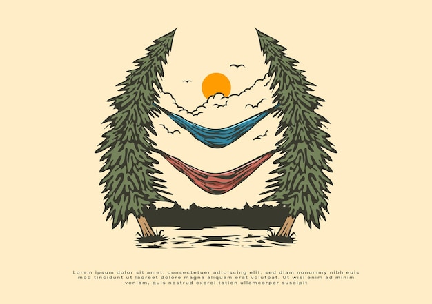 Vector ilustración de vacaciones de aventura concepto al aire libre