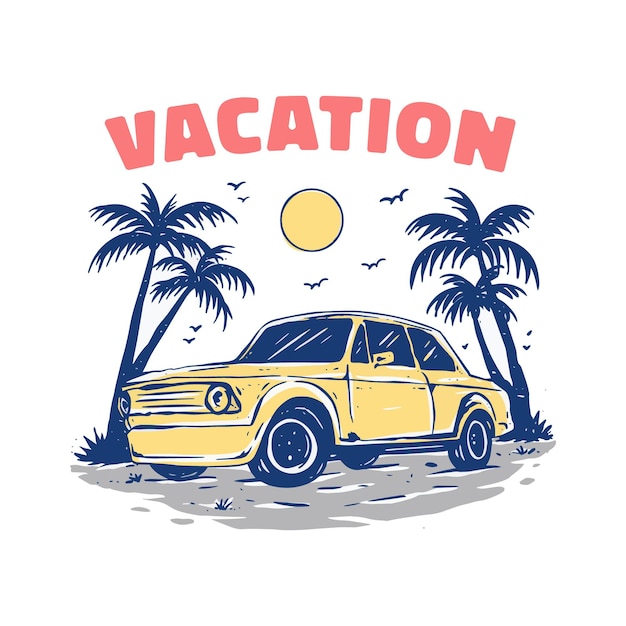 Ilustración de vacaciones de coche