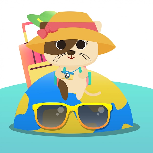 Vector ilustración de vacaciones de gato