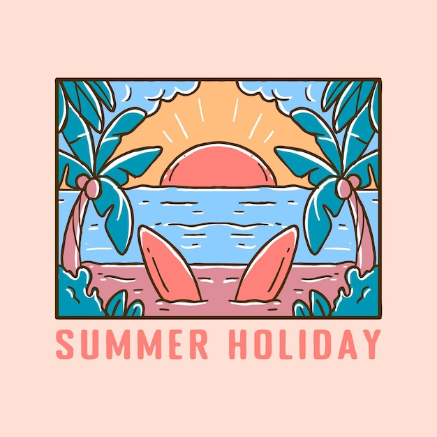 ilustración de vacaciones de playa de verano