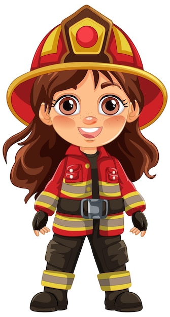 Ilustración de la valiente muchacha bombera
