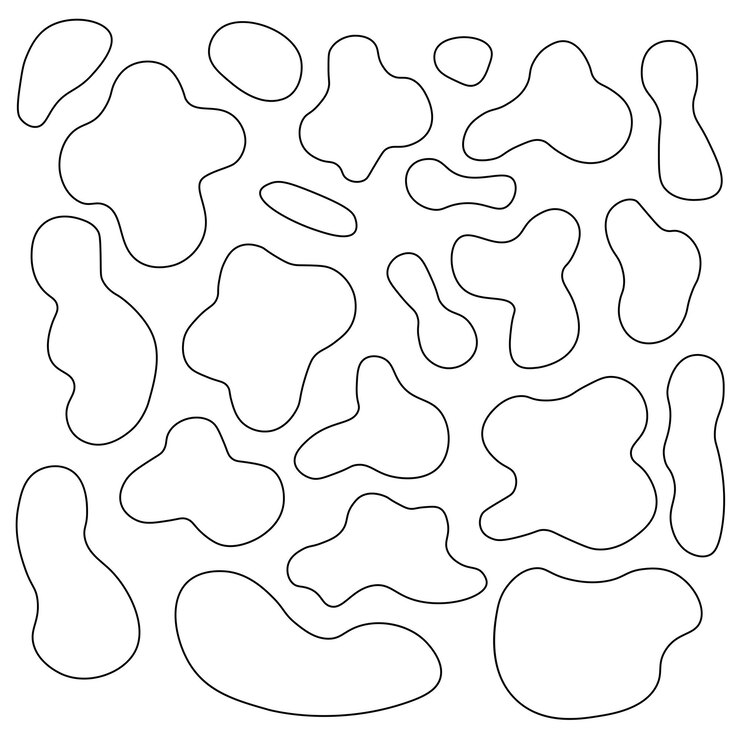 Vector ilustración de varias formas similares a gotas orgánicas esparcidas al azar