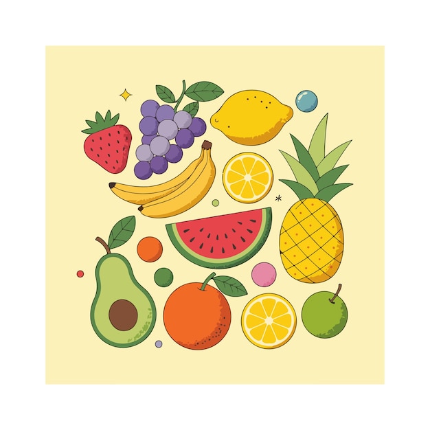Ilustración de una variedad de frutas