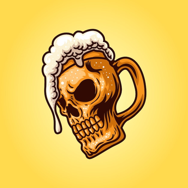 Vector ilustración de vaso de cerveza de calavera