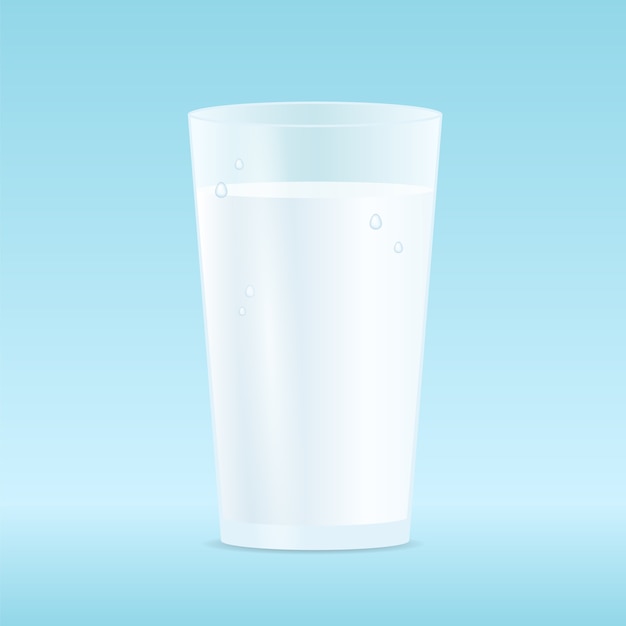 Ilustración: Un vaso de leche aislado sobre un fondo azul.