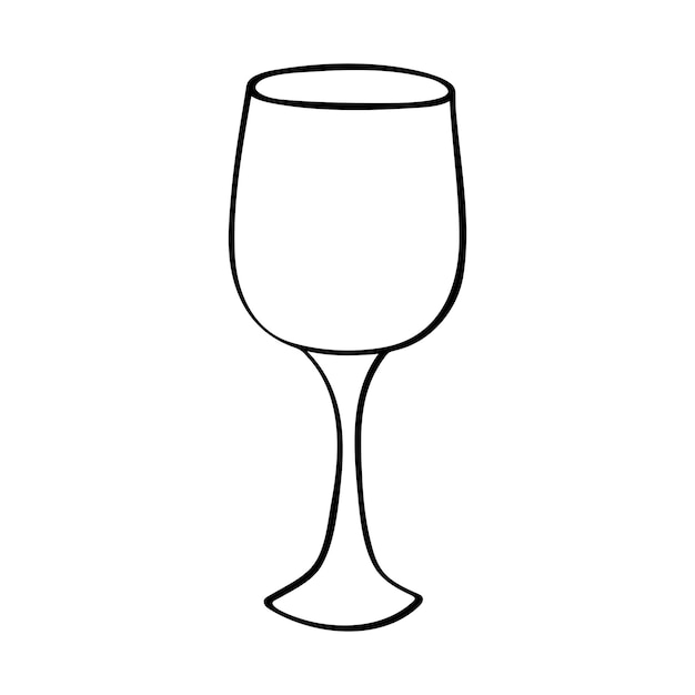 Ilustración de vaso de vino dibujada a mano Clipart de bebidas alcohólicas en estilo doodle Elemento único para el diseño