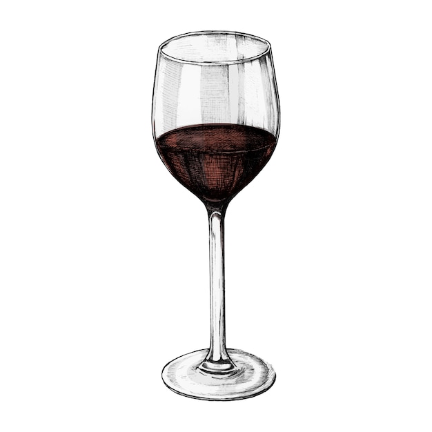 Ilustración de un vaso de vino tinto