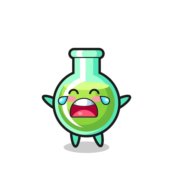 La ilustración de vasos de laboratorio llorando lindo bebé, diseño de estilo lindo para camiseta, pegatina, elemento de logotipo
