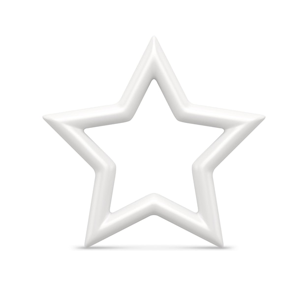 Ilustración de vector 3d estrella blanca de cinco puntas