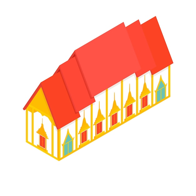 Ilustración de vector 3D isométrica de Wat Chalo Tailandia