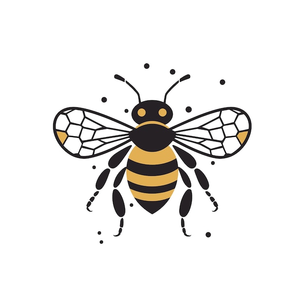 Ilustración de vector de abeja en estilo plano utilizable como diseño de logotipo o icono