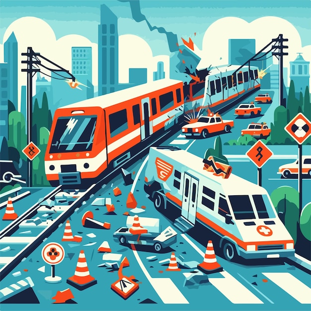 Ilustración del vector de accidentes de tren