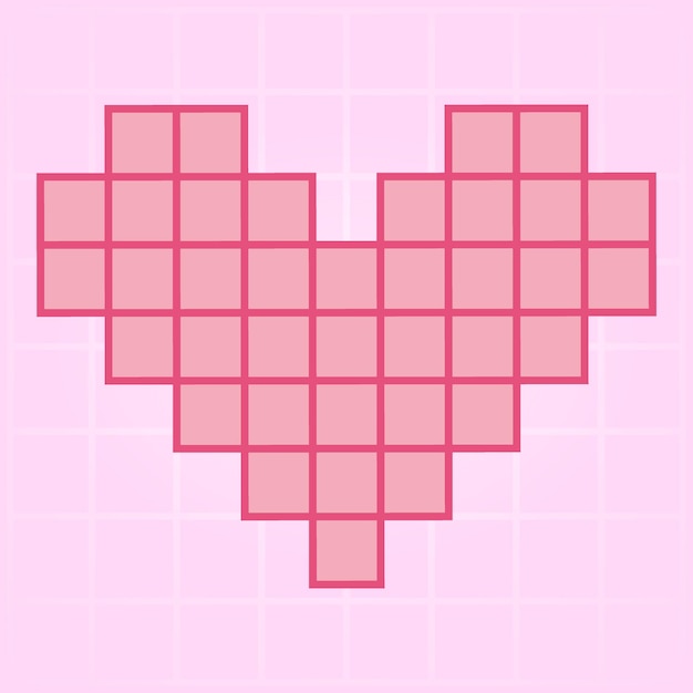 Ilustración de vector de activo de juego de arte de pixel de corazón de amor rosa