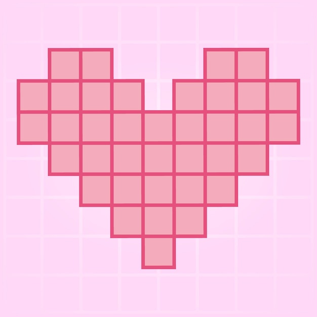 Ilustración de vector de activo de juego de arte de pixel de corazón de amor rosa