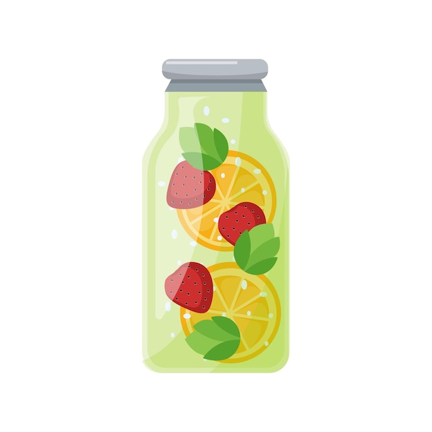 Ilustración del vector de agua de fresa y limón