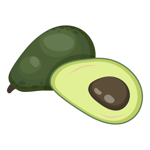 Ilustración de vector de aguacate Fruta de aguacate en diseño plano