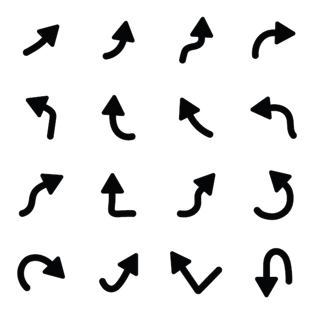 Ilustración de vector aislado de conjunto de flechas dibujadas a mano