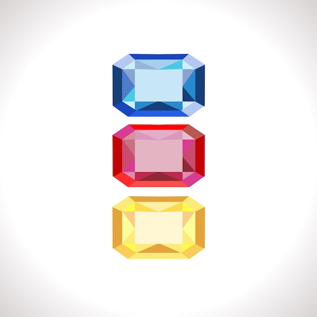 Ilustración de vector aislado de diamante amarillo rojo azul
