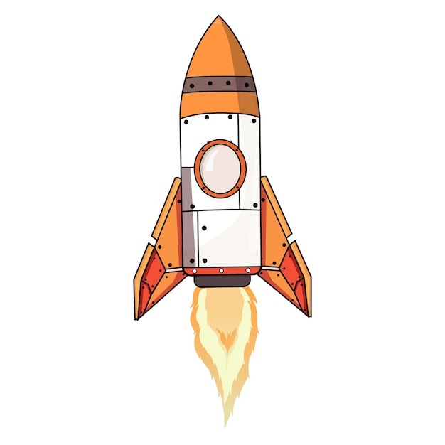 Ilustración de vector aislado de la nave espacial de cohetes de dibujos animados